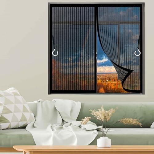 Fliegengitter Balkontür Magnet 66 x 197 cm (Anpassbar) Katzenkrallen Sicher, Stärkere Magneten Magnet Fliegengitter-Tür Ohne Bohren Nicht Kürzbar für Fenster Schiebetür, Schwarz von CHENMIAO