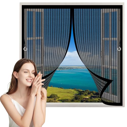 Fliegengitter Magnet Tür 70 x 55 cm Insektenschutz Insektenschutz Balkontür Magnetvorhang mit Selbstklebendes Klettband für Tür, Fenster, Balkontür, Schwarz von CHENMIAO