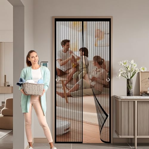 Fliegengitter Tür 86 x 196 cm Katzenkrallen Sicher, Stärkere Magneten Insektenschutz Fliegenvorhang mit Selbstklebendes Klettband für Kellertür Und Terrassentür, Schwarz Fliegengitter Tür 86 x 196 cm Katzenkrallen Sicher, Stärkere Magneten Insektenschutz Fliegenvorhang mit Selbstklebendes Klettband für Kellertür Und Terrassentür, Schwarz von CHENMIAO