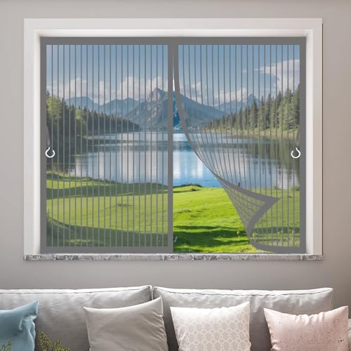 Fliegengitter Tür Magnet 55 x 90 cm Insektenschutz Einfache Montage, Benutzerdefinierte Größe Fliegengitter Magnet Tur für Patio Und Wintergarten, Grau von CHENMIAO