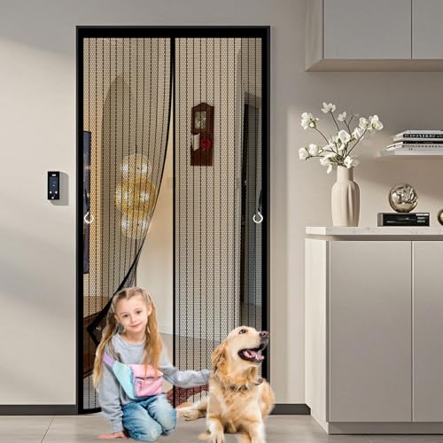 Magnet Fliegengitter Balkontür 101 x 276 cm Extra Starke Magnete Magnet-Verschluss Magnetische Moskitonetz Vorhang mit Selbstklebendes Klettband für Balkontür/Terrassentür, Schwarz von CHENMIAO