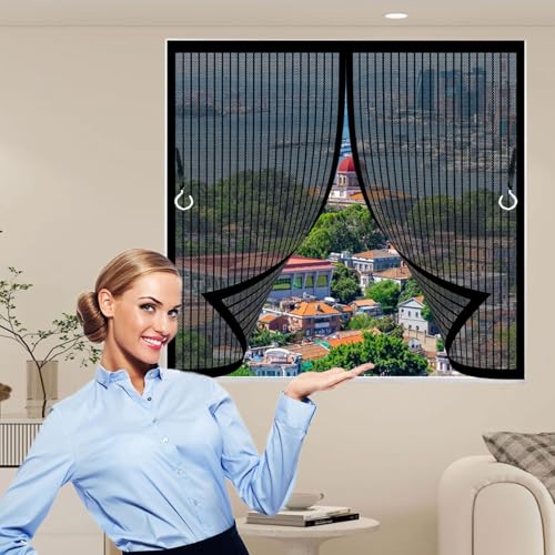Magnet Fliegengitter Balkontür 190 x 73 cm (Anpassbar) Extra Starke Magnete Magnet-Verschluss Magnet Fliegengitter-Tür Ohne Bohren Nicht Kürzbar für Fenster Schiebetür, Schwarz von CHENMIAO