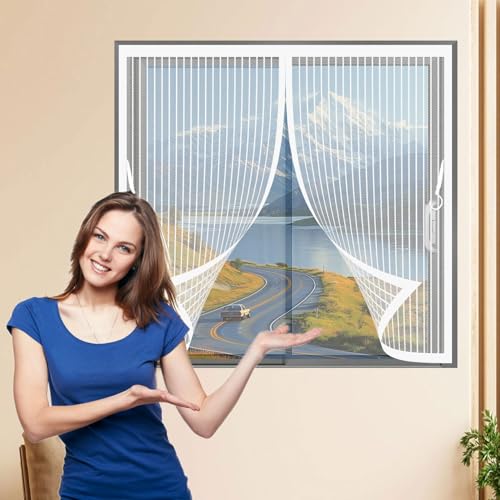 Magnet Fliegengitter Fenster 174 x 92 cm (Anpassbar) Katzenkrallen Sicher, Stärkere Magneten Fly Screen Door Magnetic Ohne Bohren Nicht Kürzbar für Balkontür Terrassentür, Weiß von CHENMIAO