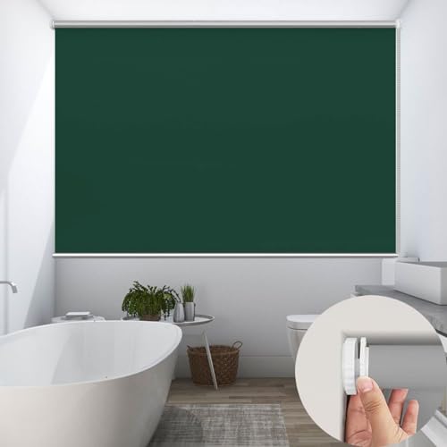 Rollo Klemmfix Ohne Bohren 70 x 50 cm, 100% Verdunkelnd Lichtundurchlässig, Rollo Klemmrollo Verdunkelnd Rollos, Verstellbare für Fenster und Tür, Dunkelgrün von CHENMIAO