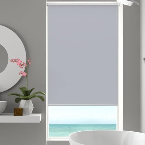 Rollo Seitenzugrollo für Fenster 40 x 110 cm, Sonnenschutz Blickdicht, Sonnenschutz Verdunkelungsrollo, Verstellbare für Fenster und Türen, Hellgrau von CHENMIAO