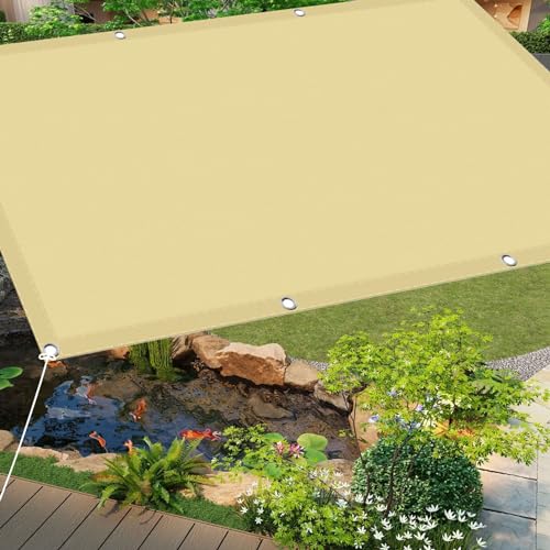 Sichtschutz mit Ösen 0.6 x 5 m Wetterschutz Sonnenschutz Schattennetz Gewächshaus 98% Uv-Schut Wetterschutz mit Seil für Garten Terrasse Outdoor Camping, Sandgelb von CHENMIAO