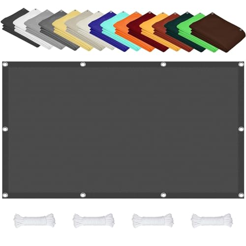Sichtschutz mit Ösen 1.4 x 1.7 m Wetterschutz Sonnenschutz Terrassendach Sichtschutz Garten Premium PES Polyester Imprägniert für Garten Terrasse Balkon Schwimmbad, Dunkelgrau von CHENMIAO