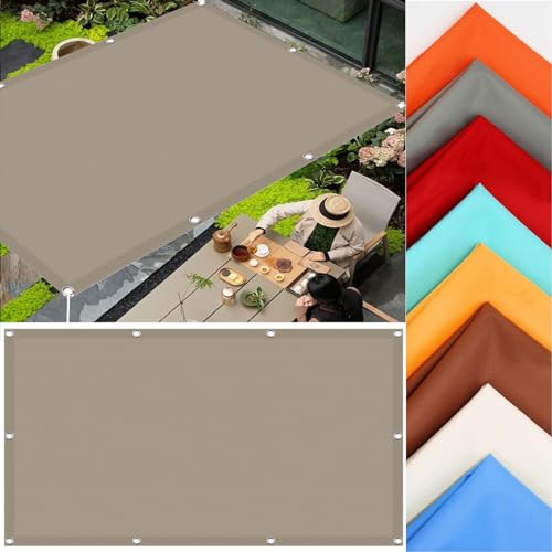 Sichtschutz mit Ösen 2.4 x 2.5 m Rechteckig Markisenstoff Markise UV Schutz Wetterfest mit Ösen für Draußen Patio Terrasse Camping, Taupe von CHENMIAO