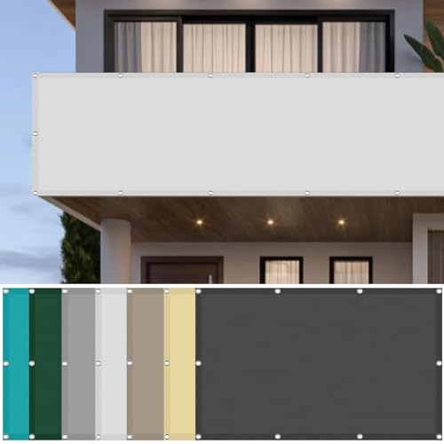 Sichtschutz mit Ösen 30 x 750 cm Rechteckig Sonnendach Beschattung Premium PES Polyester Imprägniert für Draußen Patio Terrasse Camping, Weiß von CHENMIAO