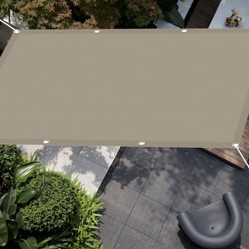 Sichtschutz mit Ösen 5.5 x 6.5 m Wasserdicht Sonnendach Überdachung Witterungsbeständig mit Ösen für Garten Terrasse Outdoor Camping, Taupe von CHENMIAO