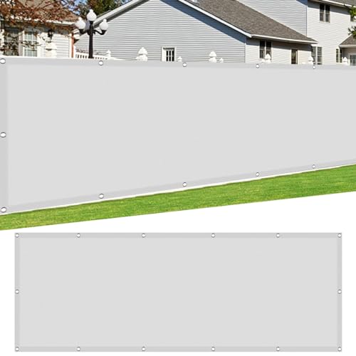 Sichtschutz mit Ösen 50 x 140 cm Wasserdicht Markisenstoff Markise UV Schutz Wetterfest mit Ösen für Draußen Patio Terrasse Camping, Weiß von CHENMIAO