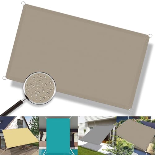 Sonnenschutz Quadrat 1.2 x 3 m Rechteckig Segeltuch Segel Baldachin Witterungsbeständig Und Reißfest für Garten Terrasse Balkon Schwimmbad, Taupe von CHENMIAO