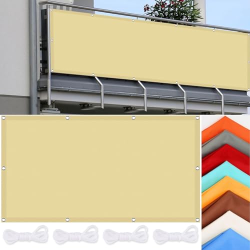 Sonnenschutz Sunsegel 80 x 450 cm Rechteckig Schattennetz Gewächshaus 98% Uv-Schut Wetterschutz mit Seil für Garten Terrasse Balkon Schwimmbad, Sandgelb von CHENMIAO