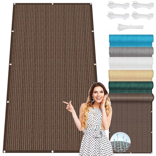 Sonnensegel 115 x 350 cm Sonnenschutz aus Hdpe-Gewebe Ohne Bohren, Segeltuch Baldachin Markise mit Kordel & Kabelbinder, Machen Sondergrößen für Terrasse Garten Balkon, Braun von CHENMIAO