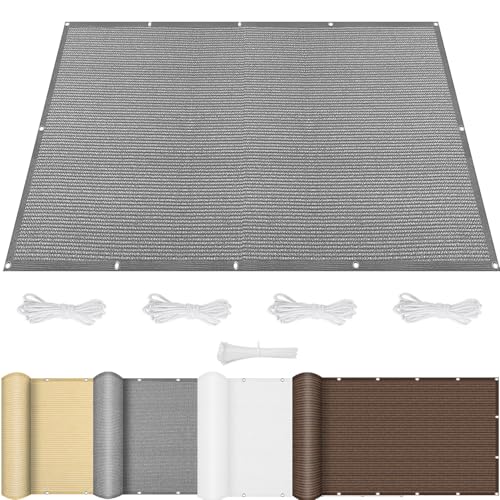 Sonnensegel 150 x 190 cm Sonnenschutz 95% Uv-Schutz Atmungsaktiv, Outdoor Pergola Markise mit Kordel & Kabelbinder, Machen Sondergrößen für Außenbereich, Terrasse, Balkon, Hellgrau von CHENMIAO