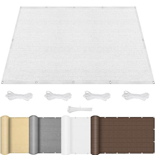 Sonnensegel 155 x 155 cm Sonnenschutz 95% Uv-Schutz Atmungsaktiv, Outdoor Pergola Markise mit Kordel & Kabelbinder, Machen Sondergrößen für Außenbereich, Terrasse, Balkon, Weiß von CHENMIAO