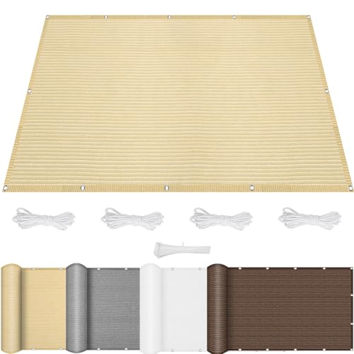 Sonnensegel 160 x 160 cm Sonnenschutz 95% Uv-Schutz Atmungsaktiv, Outdoor Pergola Markise mit Kordel & Kabelbinder, Machen Sondergrößen für Außenbereich, Terrasse, Balkon, Creme Farben von CHENMIAO