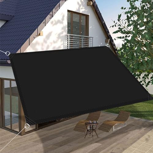 Sonnensegel 6.5 x 8 m Wasserdicht Schattiernetz Schattierungsnetz Premium PES Polyester Imprägniert für Garten Terrasse Outdoor Camping, Schwarz von CHENMIAO