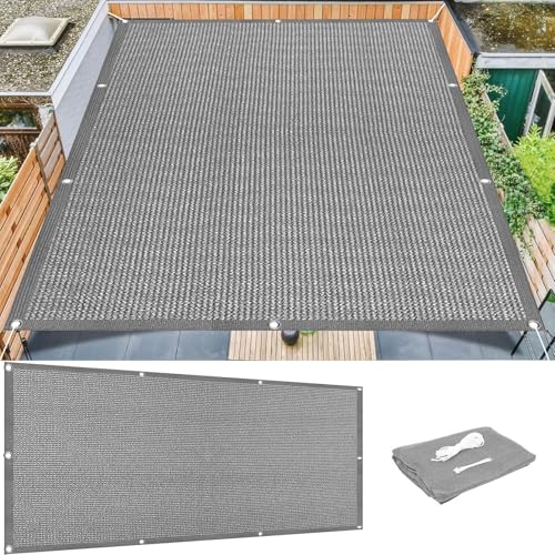 Sonnensegel Quadrat 1.5 x 2.5 m Atmungsaktiv Markisenstoff Markise Wasser Und Luftdurchlässig mit Spannseilen für Patio Hinterhof Rasengarte, Hellgrau von CHENMIAO
