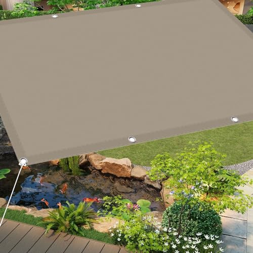 Sonnensegel Rechteckig 5.5 x 9 m Rechteckig Segeltuch Pergola Überdachung Plane UV Schutz Wetterfest mit Ösen für Garten Terrasse Outdoor Camping, Taupe von CHENMIAO