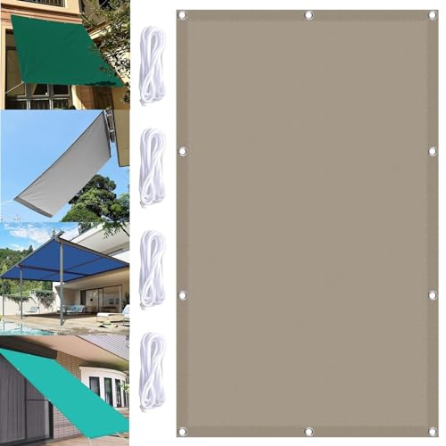 Sonnensegel Rechtwinklig 1 x 4 m Rechteckig Markisenstoff Balkonbespannung 98% Uv-Schut Wetterschutz mit Seil für Garten Terrasse Outdoor Camping, Taupe von CHENMIAO