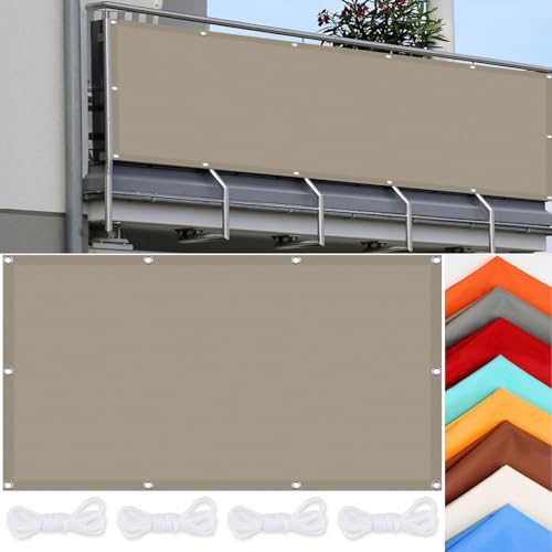 Sonnensegel Wasserdicht Quadratisch 220 x 300 cm Wetterschutz Sonnenschutz Sonnendach Beschattung Witterungsbeständig mit Ösen für Draußen Patio Terrasse Camping, Taupe von CHENMIAO