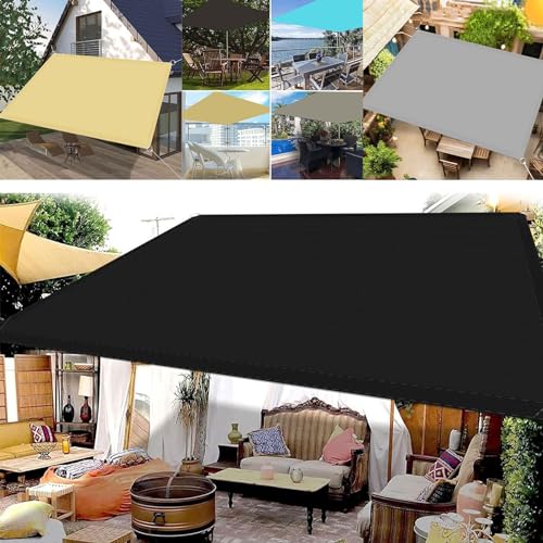 Sonnensegel für Garten 1.1 x 5 m Wasserdicht Markisenstoff Markise Premium PES Polyester Imprägniert für Draußen Patio Terrasse Camping, Schwarz von CHENMIAO