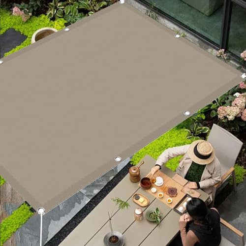 Sonnensegel für Garten 4.4 x 8.5 m Rechteckig Terrassendach Sichtschutz Garten Premium PES Polyester Imprägniert für Garten Terrasse Balkon Schwimmbad, Taupe von CHENMIAO