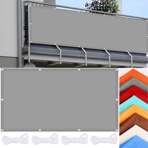 Sonnensegel für Garten 90 x 280 cm Wasserdicht Schattiernetz Schattierungsnetz Witterungsbeständig mit Ösen für Draußen Patio Terrasse Camping, Hellgrau von CHENMIAO