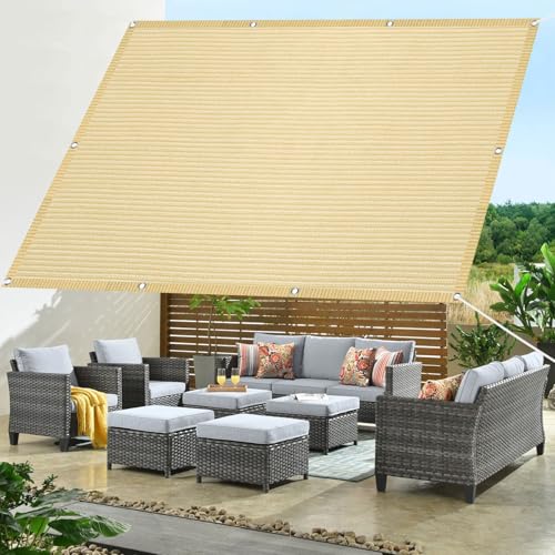 Sonnensegel mit Ösen 360 x 370 cm Sonnenschutz aus Hdpe-Gewebe Ohne Bohren, Sonnenschutznetz 90% Shading Rate inkl Seile & Kabelbinder für Außenbereich, Terrasse, Balkon, Creme Farben Sonnensegel mit Ösen 360 x 370 cm Sonnenschutz aus Hdpe-Gewebe Ohne Bohren, Sonnenschutznetz 90% Shading Rate inkl Seile & Kabelbinder für Außenbereich, Terrasse, Balkon, Creme Farben von CHENMIAO
