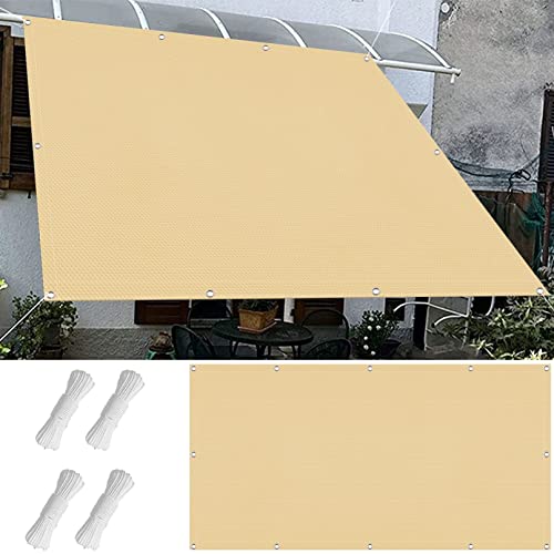 Sun Sonnensegel Atmungsaktive Rechteckig 1.6 x 2 m 95% UV Schutz HDPE Sonnenschutzsegel mit ÖSen und Kostenlosem Seil für Patio Hinterhof Rasengarten, Gelb von CHENMIAO