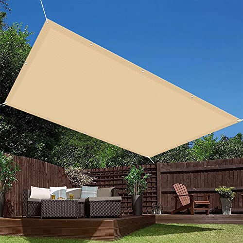 Sunsegel Rechteckig Atmungsaktive 3 x 5 m Schnelltrocknend HDPE-Material Sichtschutz Garten mit Spannseilen für Patio Hinterhof Rasengarten, Gelb von CHENMIAO