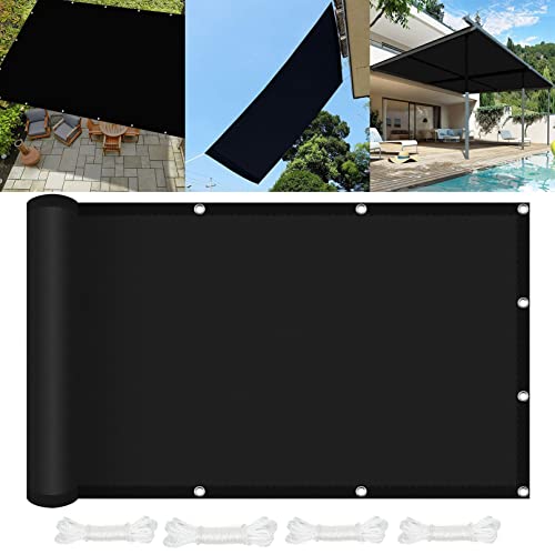 Sunsegel Rechteckig Wasserdicht 1 x 2.4 m UV-Schutz Windschutz Shades Segel Markise Leicht Und Haltbarkeit für Balkon Terrasse Garten Outdoor, Schwarz von CHENMIAO