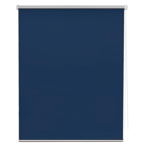 Verdunkelungsrollo Klemmfix Ohne Bohren 95 x 130 cm Sonnenschutz Blickdicht Fensterrollo Klemmrollo inkl Montagematerial für Fenster und Tür, Dunkelblau von CHENMIAO