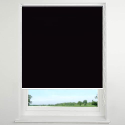 Verdunkelungsrollo Ohne Bohren 110 x 170 cm Blickdicht Hitzeschutz Verdunklungsrollo Höhe Stufenlos Verstellbar für Fenster & Tür, Schwarz von CHENMIAO