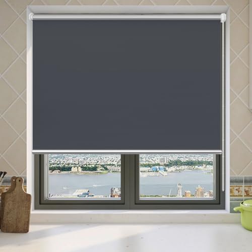 Verdunkelungsrollo Ohne Bohren 30 x 60 cm Blickdicht Sichtschutz Rollade Rollo Klemmfix Rollo Höhe Stufenlos Verstellbar für Fenster & Tür, Dunkelgrau von CHENMIAO