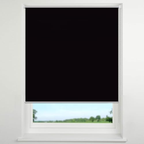 Verdunklungsrollo Ohne Bohren 90 x 50 cm Hitzeschutz und Sichtschutz Klemmfix Rollo Seitenzugrollo Höhe Stufenlos Verstellbar für Fenster und Tür, Schwarz von CHENMIAO