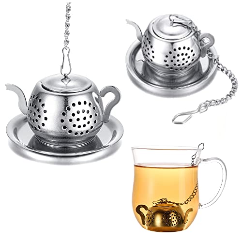 CHENNAN 2 Stück Teesieb für Tasse Teesieb für Losen Tee aus 304 Rostfreiem Edelstahl Tee-Sieb Losen Tee Teesieb Teekanne Gewürzsieb mit Deckel langlebig Verwendet für Tee Kräuter Kaffee Gewürze (1) von CHENNAN