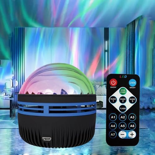 2 in 1 Northern Lights and Ocean Wave Projector, LED Sternenhimmel Projektor, Sternenlicht Projektor mit Fernbedienung, Aufladbare Ozeanwellen Nordlicht Projektor Nachtlicht für Schlafzimmer (B) von CHENRI