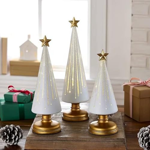 3 Stück Lighted Sparkling Starry Night Trees, Beleuchteter funkelnder Sternenhimmelbaum, Weihnachtsbaum mit LED-Licht, Festliche Weihnachtsbaumschmuck für Tisch Dekoration Geschenk (Weiß) von CHENRI