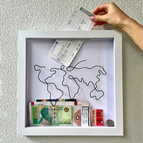 Abenteuer-Archivbox, Ticket Schattenbox, Bilderrahmen-Spardose Adventure Fund, Schlitz Oben am Rahmen Adventure Fund Box, Shadow Box, Personalisierte Memory Box für Film Reisen Konzert Ticket (A, L) von CHENRI