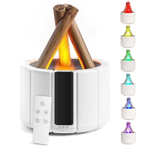 Bonfire Diffuser - 2024 Best Bonfire Humidifier, Lagerfeuer Diffusor, 7 LED Aroma Diffuser Ätherische Öle Luftbefeuchter, Timer & Automatische Abschaltung, Cool Mist Luftbefeuchter für Haus (Weiß) von CHENRI