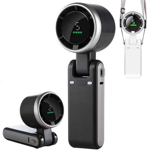 CHENRI Aeris Fan, Aeris 3 in 1 Mini Turbo Fan, 5 Gang Tragbarer Turbo Handventilator, 3 in 1 Faltbare Turbo Handventilator Akku, Mini Ventilator Taschenventilator für Reisen, Outdoor (Schwarz) von CHENRI