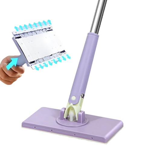 CHENRI Automatic Cloth Changing Mini Mop Automatischer Tuchwechsel Mini Mop 360 rotierbares Wischmopp Reinigungsmopp mit langem Griff Flachmopp Kompatibel mit Handtüchern oder Einwegtüchern von CHENRI