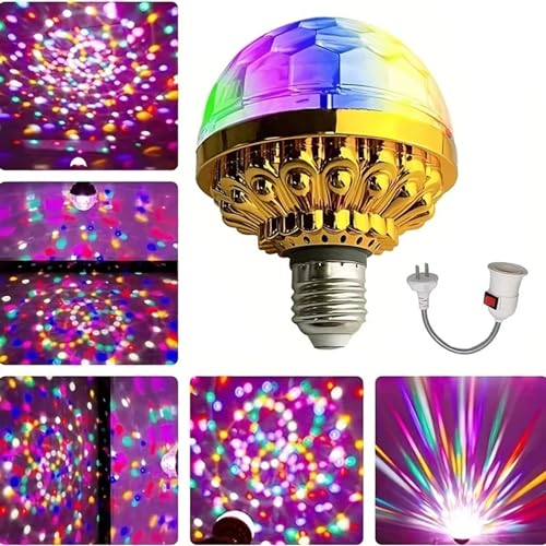LED Disco Bunte rotierende Glühlampen, 360° Rotierende Discokugel Licht, LED Discolampe mit 6 Farben, RGB Partylicht Disco Licht mit Stecker, Bühnenlichter für Party, Disco, Bar LED Disco Bunte rotierende Glühlampen, 360° Rotierende Discokugel Licht, LED Discolampe mit 6 Farben, RGB Partylicht Disco Licht mit Stecker, Bühnenlichter für Party, Disco, Bar von CHENRI