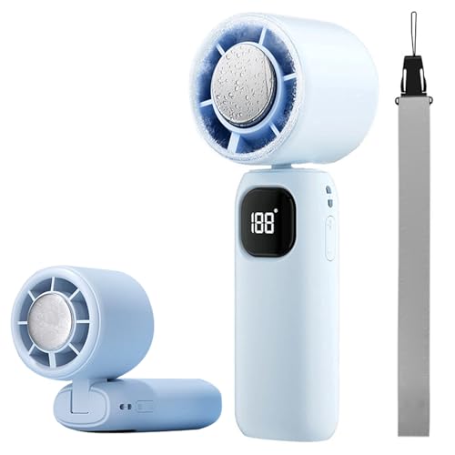 CHENRI Mini Foldable Cooling Fan, 2025 Tragbarer Handventilator mit Eis-Kühlung, 199 Stufen Mini Kühlventilator, Wiederaufladbar Kleiner Taschenventilator mit LED-Display für Outdoor, Camping (Blau) CHENRI Mini Foldable Cooling Fan, 2025 Tragbarer Handventilator mit Eis-Kühlung, 199 Stufen Mini Kühlventilator, Wiederaufladbar Kleiner Taschenventilator mit LED-Display für Outdoor, Camping (Blau) von CHENRI