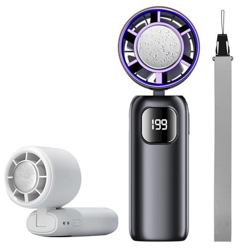 CHENRI Mini Foldable Cooling Fan, 2025 Tragbarer Handventilator mit Eis-Kühlung, 199 Stufen Mini Kühlventilator, Wiederaufladbar Kleiner Taschenventilator mit LED-Display für Outdoor, Camping (Grau) CHENRI Mini Foldable Cooling Fan, 2025 Tragbarer Handventilator mit Eis-Kühlung, 199 Stufen Mini Kühlventilator, Wiederaufladbar Kleiner Taschenventilator mit LED-Display für Outdoor, Camping (Grau) von CHENRI