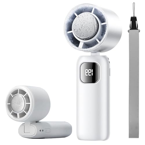 CHENRI Mini Foldable Cooling Fan, 2025 Tragbarer Handventilator mit Eis-Kühlung, 199 Stufen Mini Kühlventilator, Wiederaufladbar Kleiner Taschenventilator mit LED-Display für Outdoor, Camping (Weiß) CHENRI Mini Foldable Cooling Fan, 2025 Tragbarer Handventilator mit Eis-Kühlung, 199 Stufen Mini Kühlventilator, Wiederaufladbar Kleiner Taschenventilator mit LED-Display für Outdoor, Camping (Weiß) von CHENRI