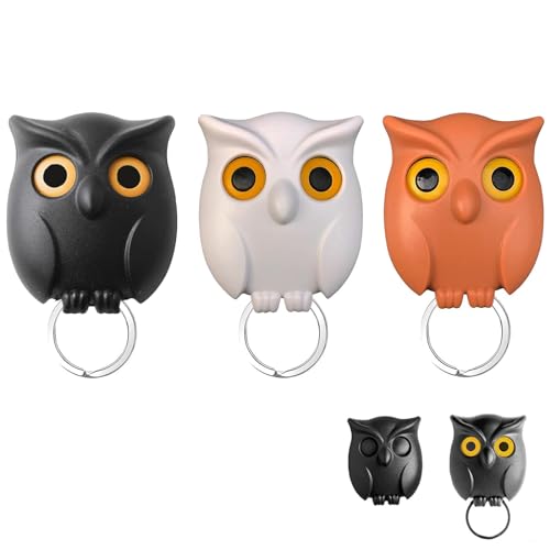 CHENRI Night Owl Magnetic Wall Key, Magnetischer Schlüsselhalter Eule Form, Selbstklebender Eulen Schlüsselhaken, Wand Schlüsselhalter mit Öffnen Schließen Augen, Schlüsselbrett für Wand Tür (3PCS) von CHENRI