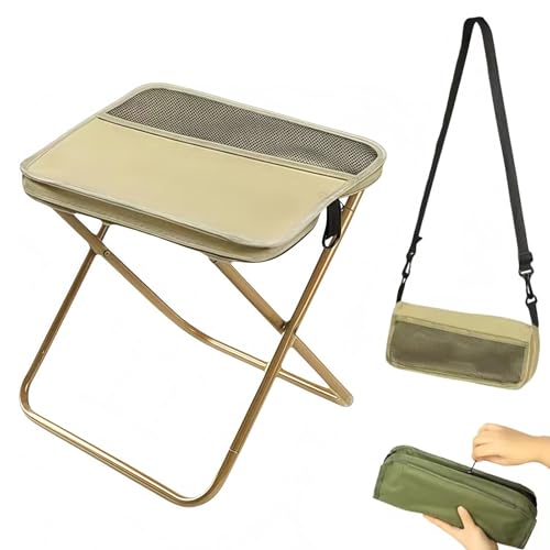 CHENRI Portable Stool for Mountaineering & Hiking, 2-in-1 Klapphocker Faltbar mit Tragetasche, Leichter Campinghocker Angelhocker, Tragbarer Hocker für Wandern, Angeln, Outdoor (Braun, L) von CHENRI